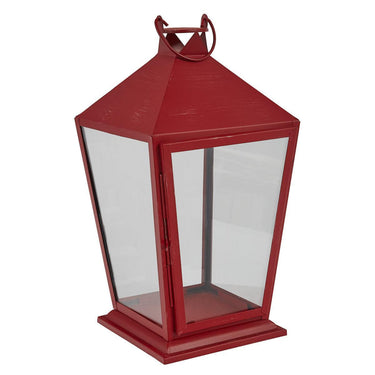 Tall Square Red Lantern With Glass - Park Designs - The Fox Decor